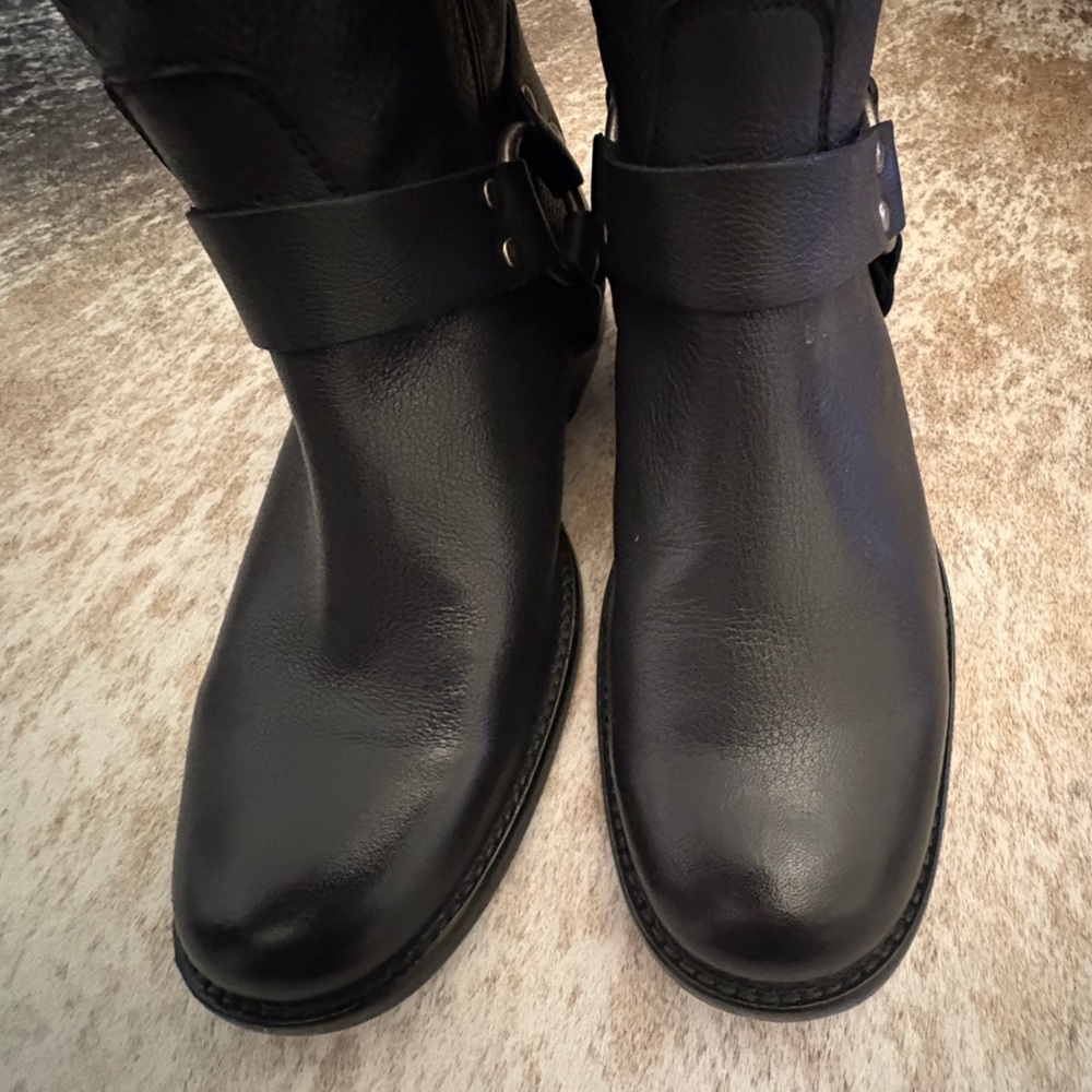 Frye Black Leather Ankle Boots with harness Size 6 - Picture 6 of 9